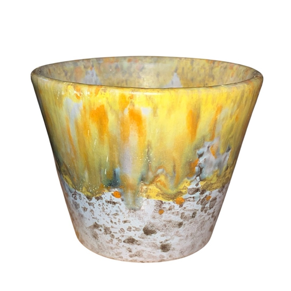 Vintage Italy Spatterware Ceramic Pottery Vase - Unique Drip/Flow Glaze